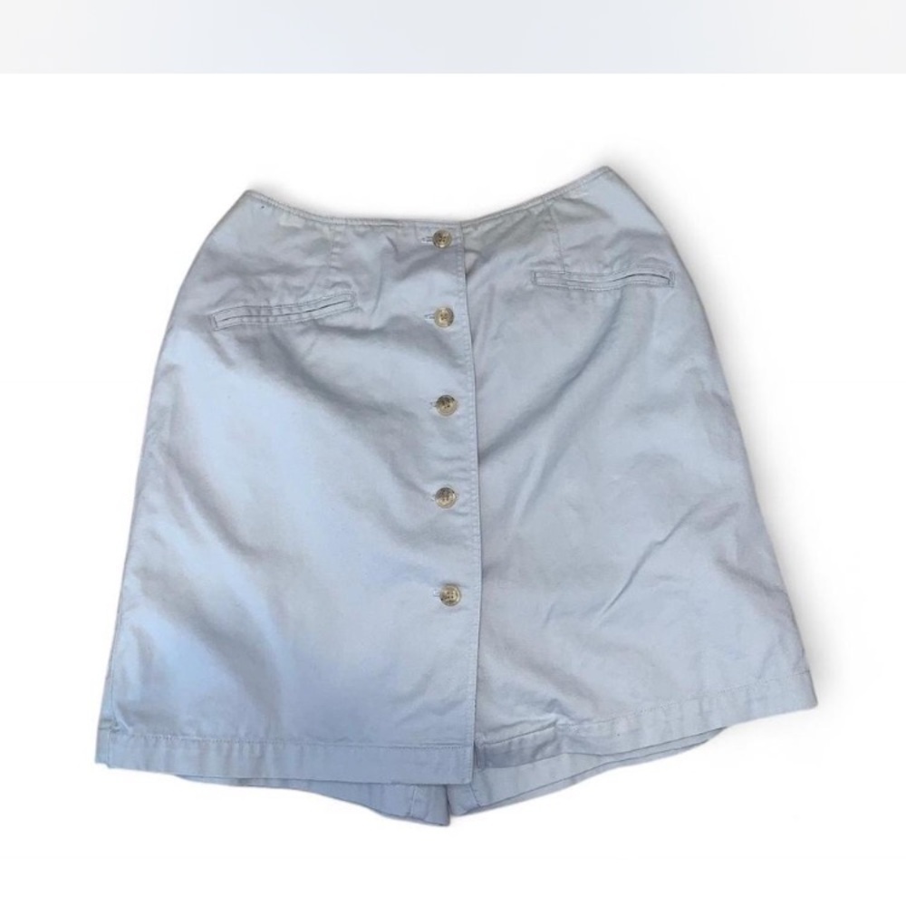 Liz sport baby blue button front skirt made in USA size 2 petite cotton